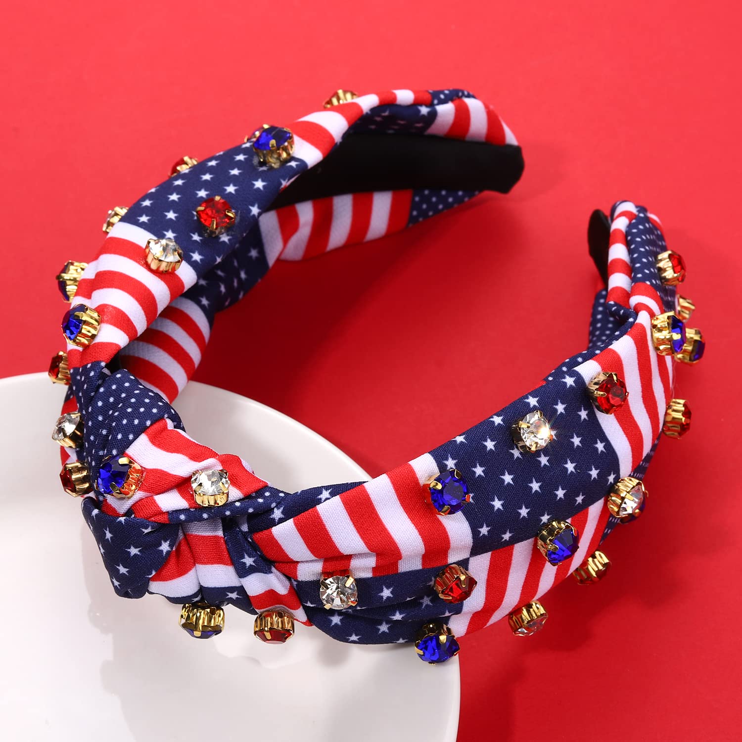201. NEW The Patriotic Bow Sequin Crystal Headband Amazon.com : MOLOCH American Flag Headband 4th of July  main image 3