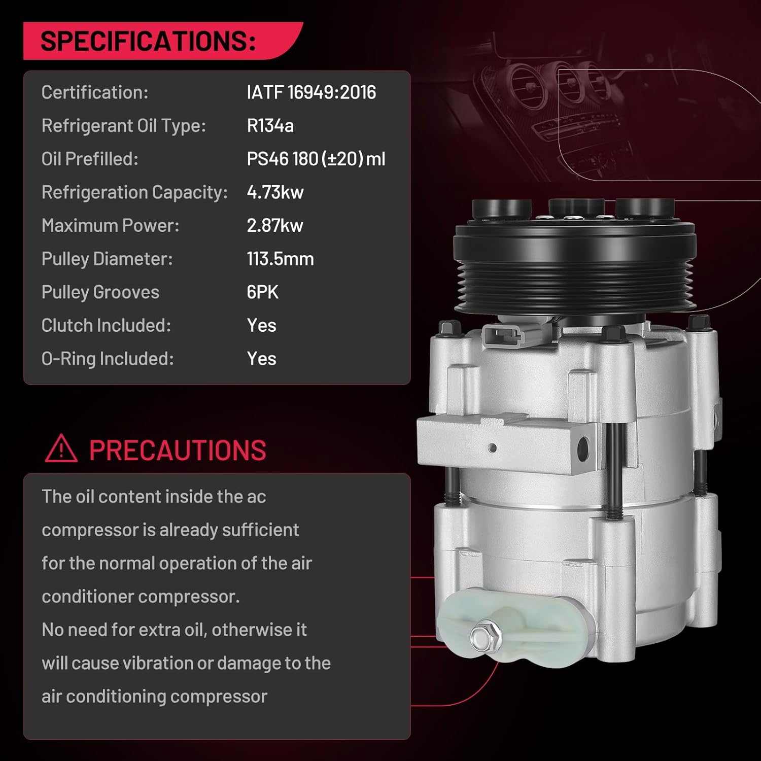 BDFHYK 57129 Air Conditioning A/C Compressor Compatible with Ford F-150 F-250 F-350 Super Duty, Compatible with Mercury Cougar, Grand Marquis