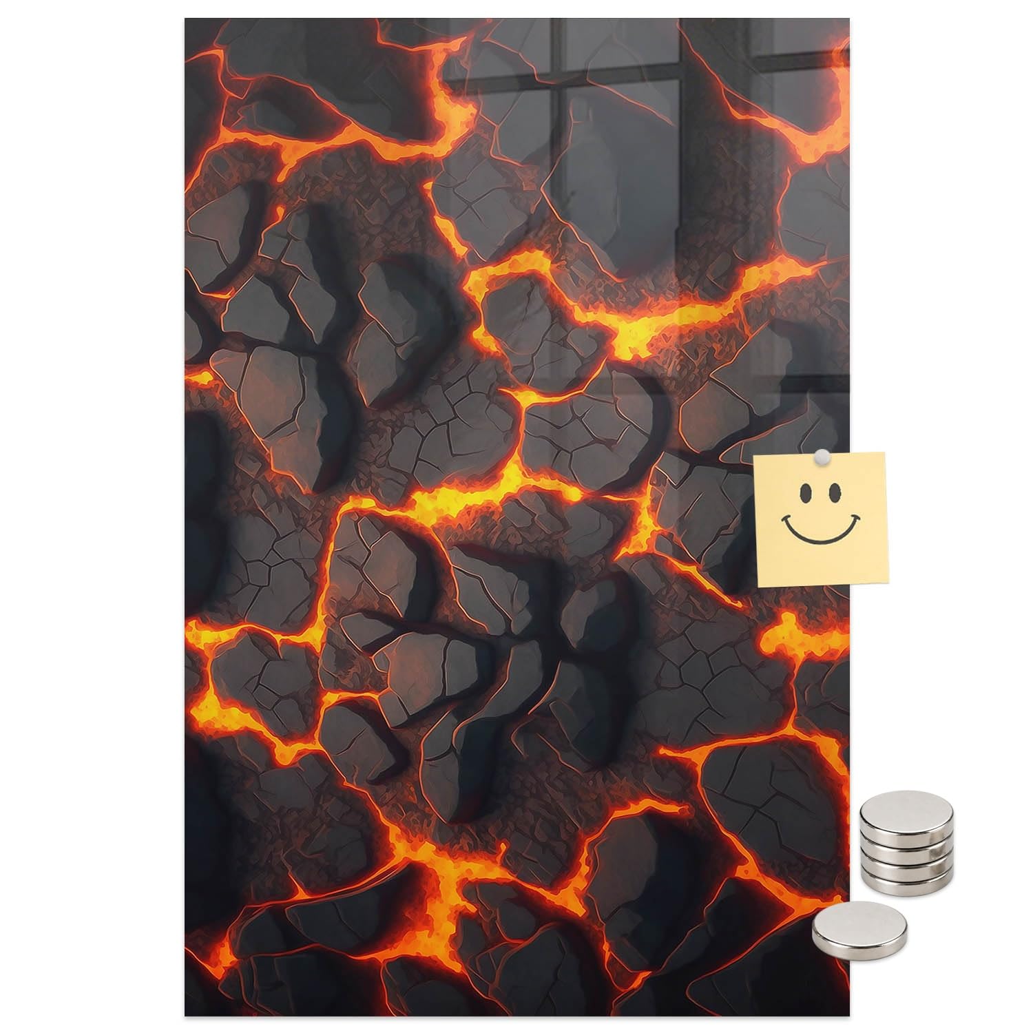 Lavagna Memo Magnetica in Metallo e Vetro 40x60 Lava volcano