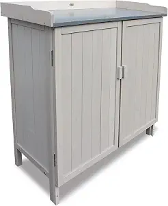 HABAU Lino 3095 Garden Storage Cabinet, Potting Bench Table, Grey