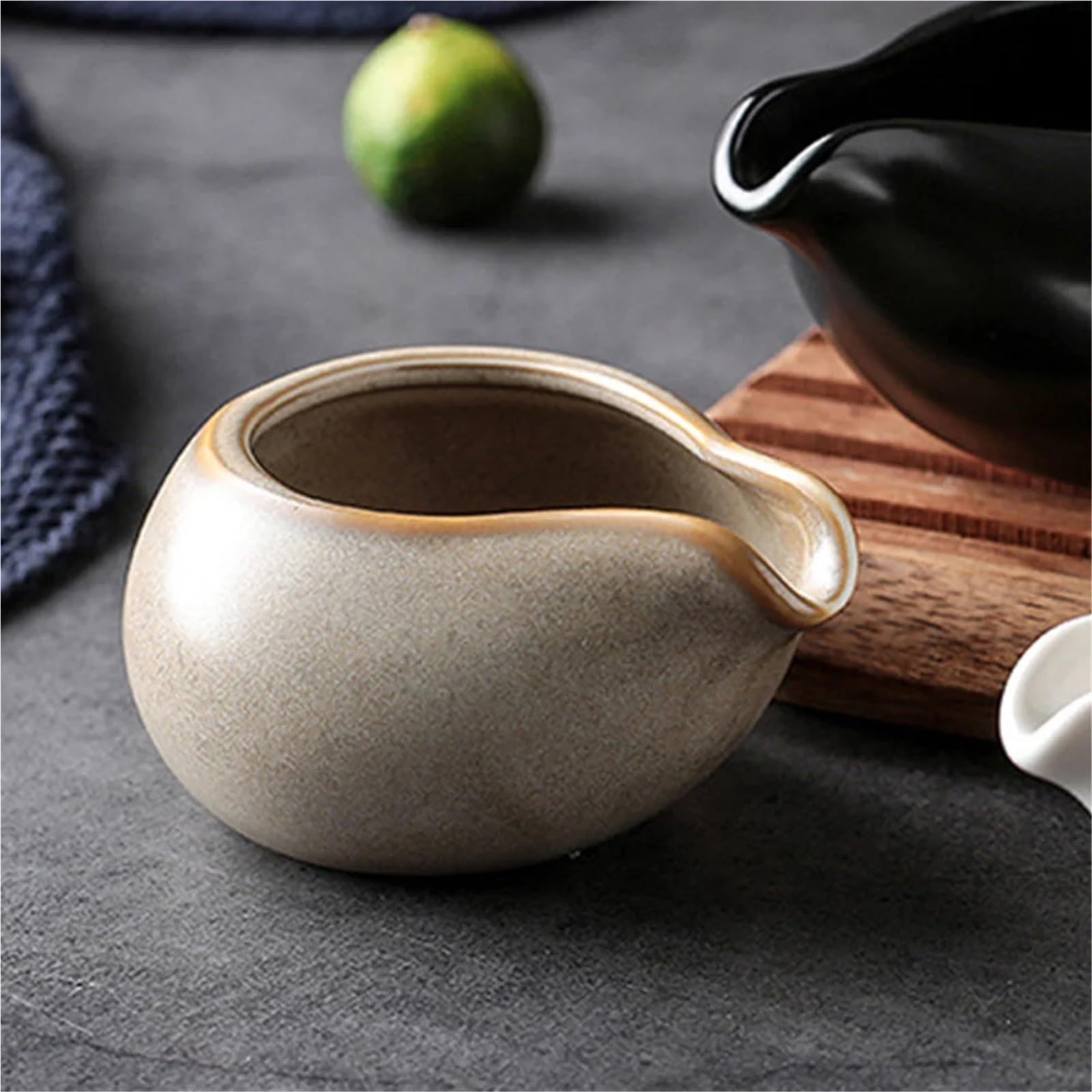 Ensemble de 3 pièces en céramique : pot à lait, saucière, tasse à eau, pichet, distributeur de crème et de café, sucrier et salière. Idéal pour la maison, le restaurant, le sirop, la mousse de la