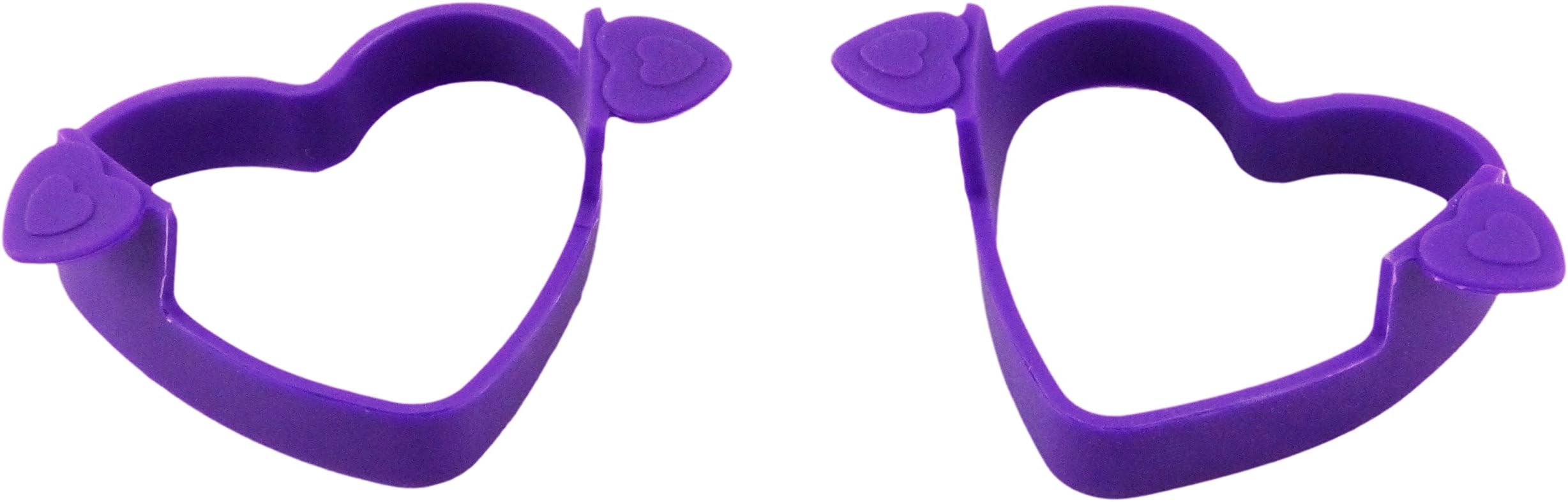 Bakerpan Silicone Egg Ring, Heart Shapes, 4 Inch, Pancake Ring, Purple, 2 Pack