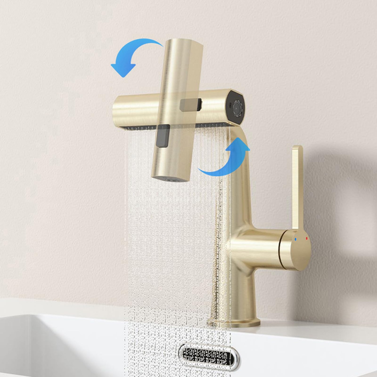Generico Rubinetto da Bagno Rubinetto Estraibile per Lavabo Miscelatore per Bagno Cascata Miscelatore Monocomando per Lavabo 2 modalità Bianco Latte