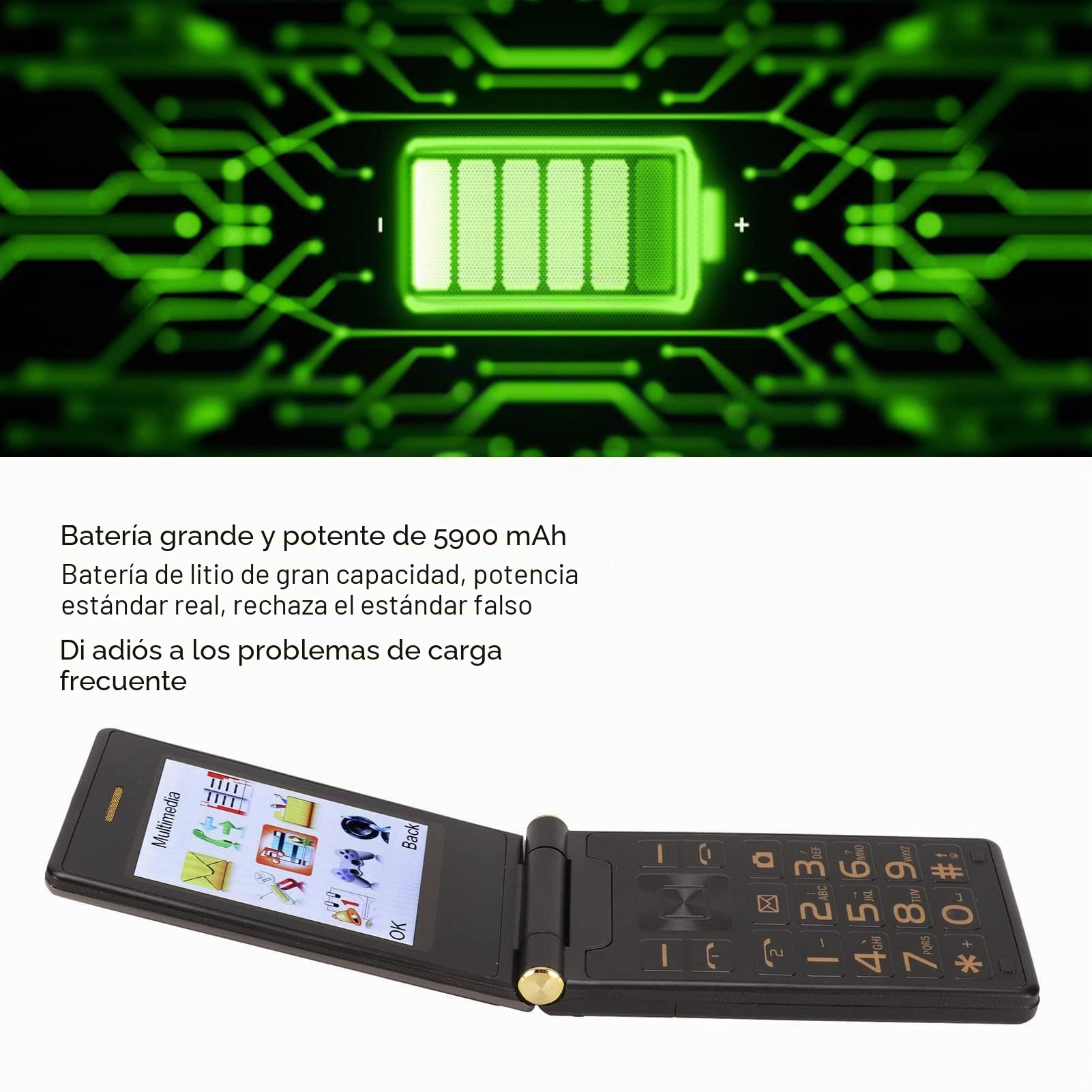 Teléfono Móvil con Tapa para Personas Mayores con Pantalla Grande de 2,8 Pulgadas, Teléfono Móvil con Tapa con Botón Grande, Teléfono con Tapa para Personas Mayores, Batería de