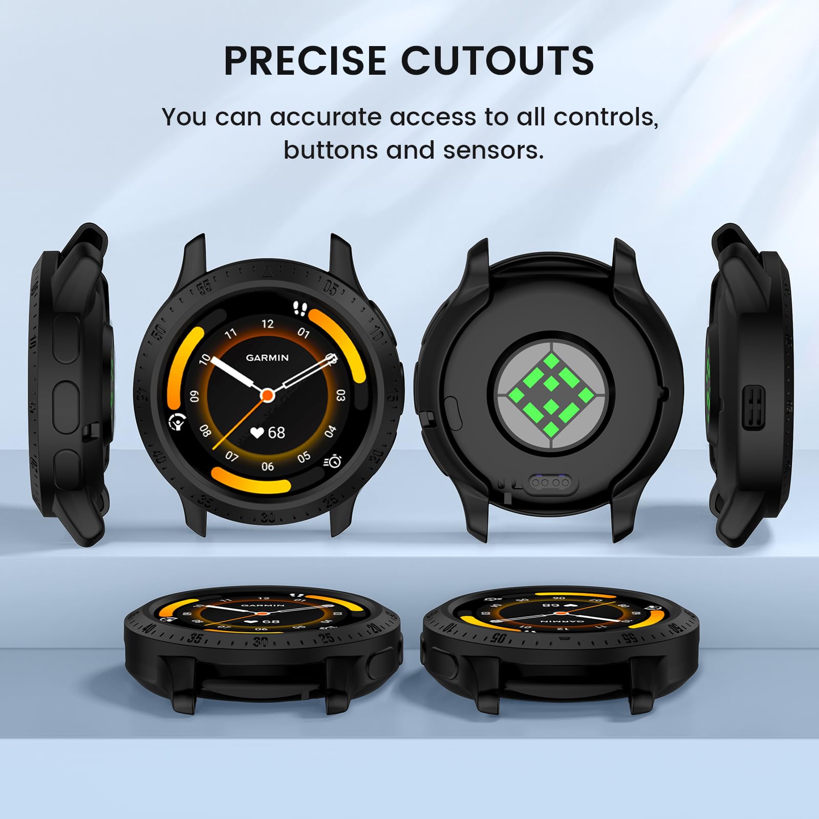 Coque De Protection Pour Garmin Venu 3 45mm - 2 Pièces, écran Verre Trempé 9H Et Boîtier PC Fin, Noir