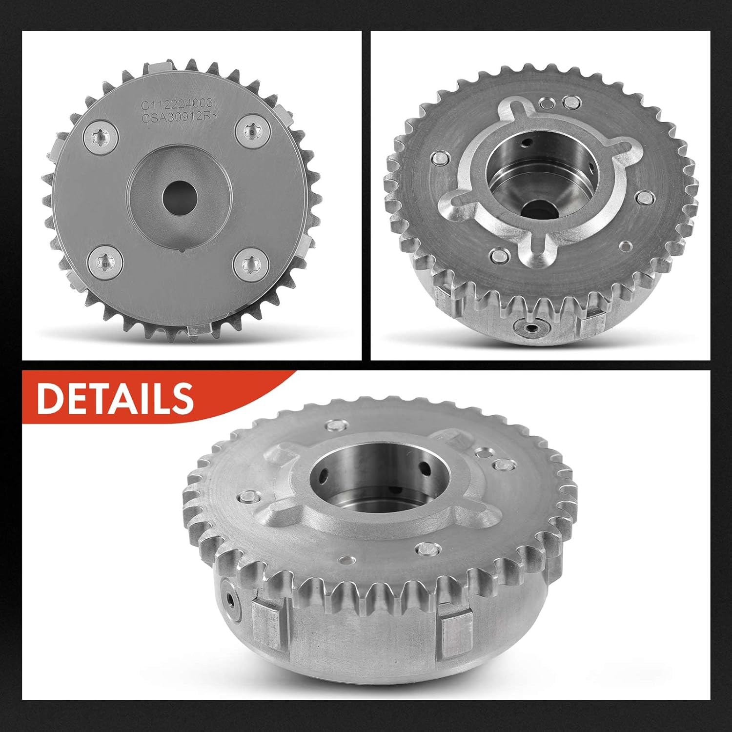A-Premium Engine VVT Sprocket Gear Adjuster- Intake Variable Valve Timing Camshaft Adjuster Compatible with Mazda 3 2004-2007, 5 2006-2007, 6 2003-2007, L4 2.3L, DOHC Naturally Aspirated, 38 Teeth