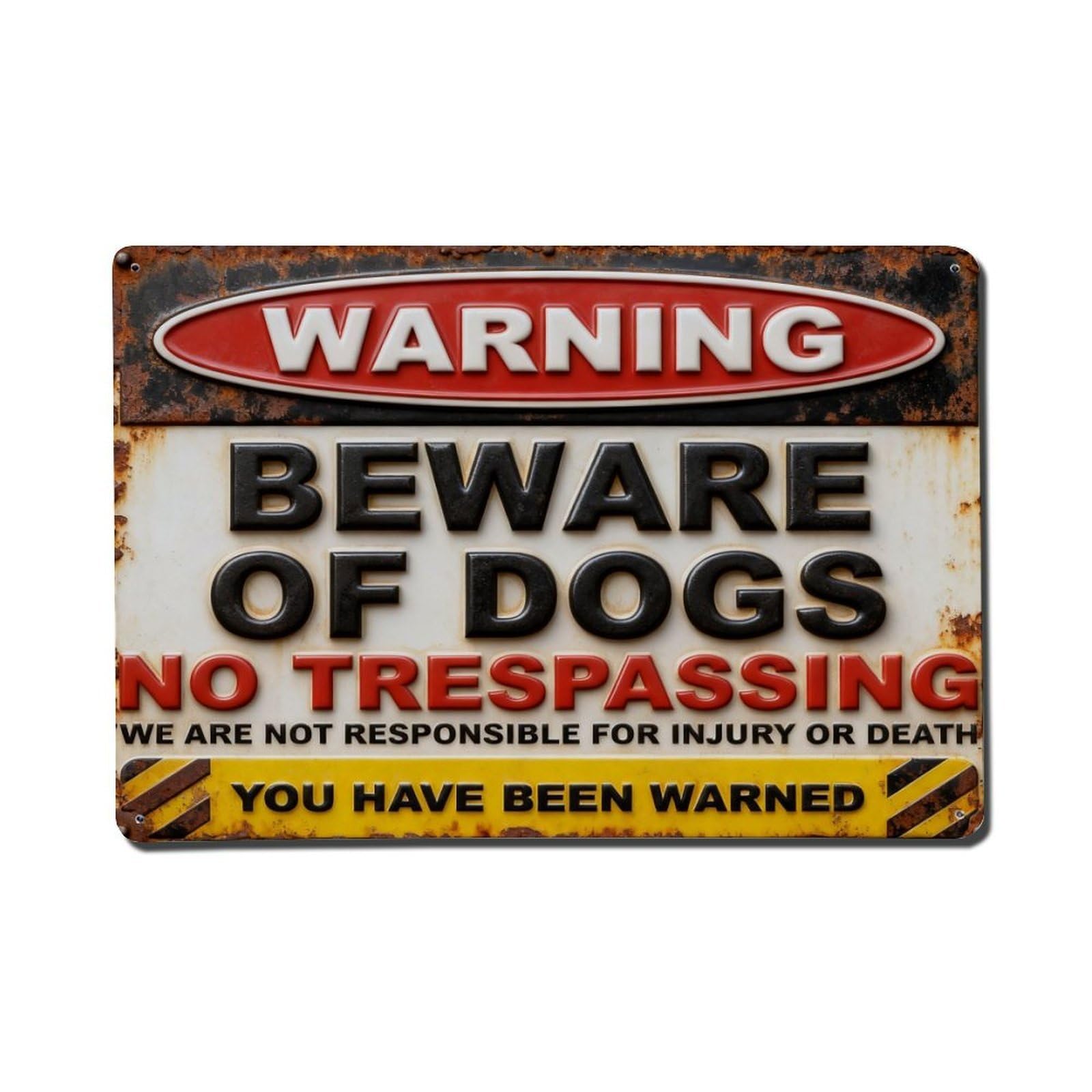 Iageret Vintage Warning Beware Of Dogs No Trespassing Metal Tin Sign Retro Wall Decor, Bar Garage Cafe Kitchen Home Wall Art Poster Decoration 8X12inches
