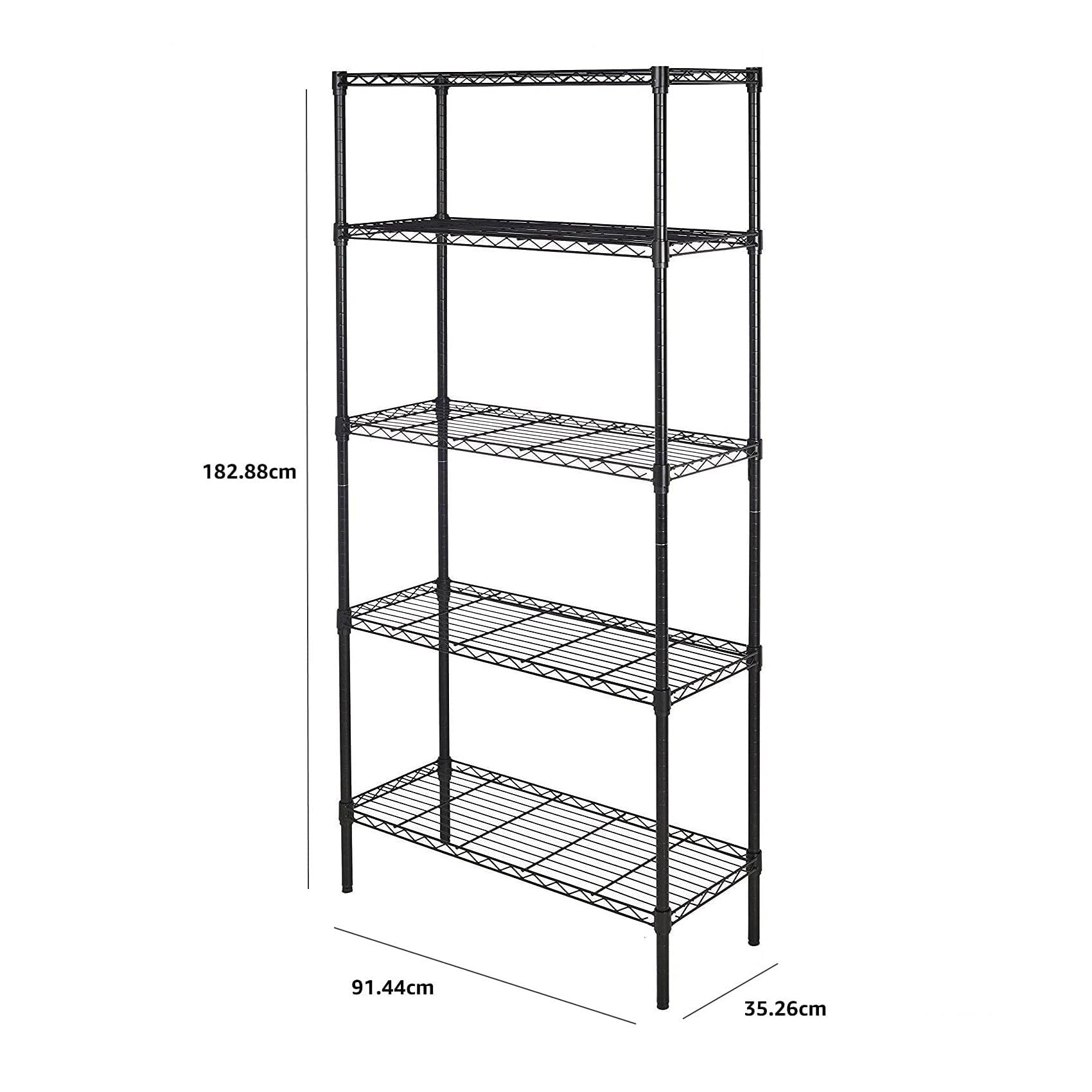 Amazon｜5段スチールラック 棚 メタルラック 幅91.4×奥行35.6×高さ