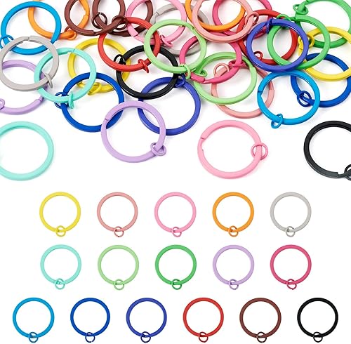Craftdady 32 llaveros divididos de hierro de 1.18 pulgadas, ganchos coloridos para llavero de 1.18 pulgadas, clips de doble bucle, conectores para