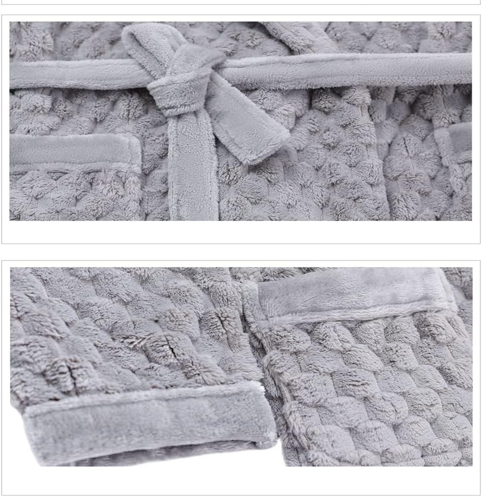 Thickened Winter Men's Pajamas Flannel Pajamas Pajamas Medium Long Bathrobe Household Suit(Large)