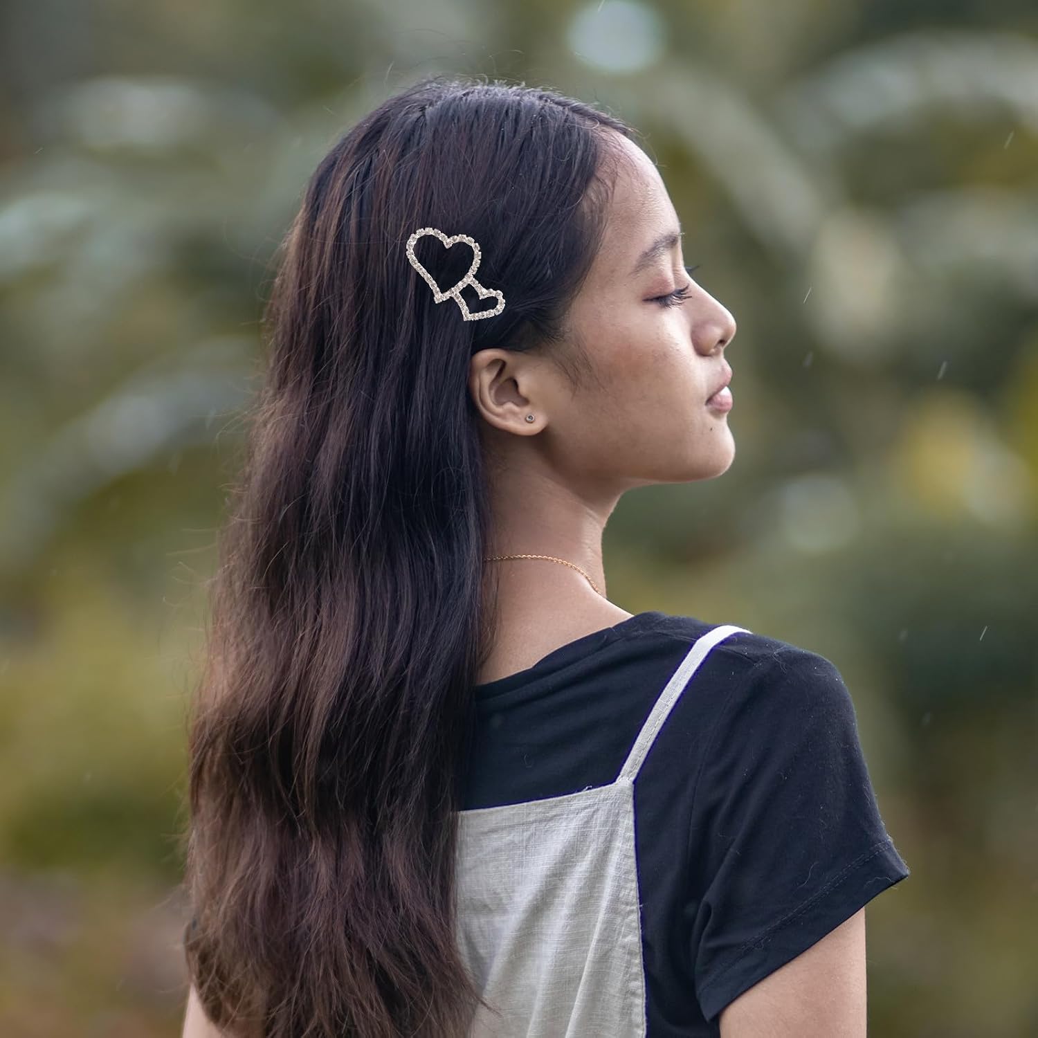 Rhinestone Double Hearts Alloy Hair Clip for Women image 5