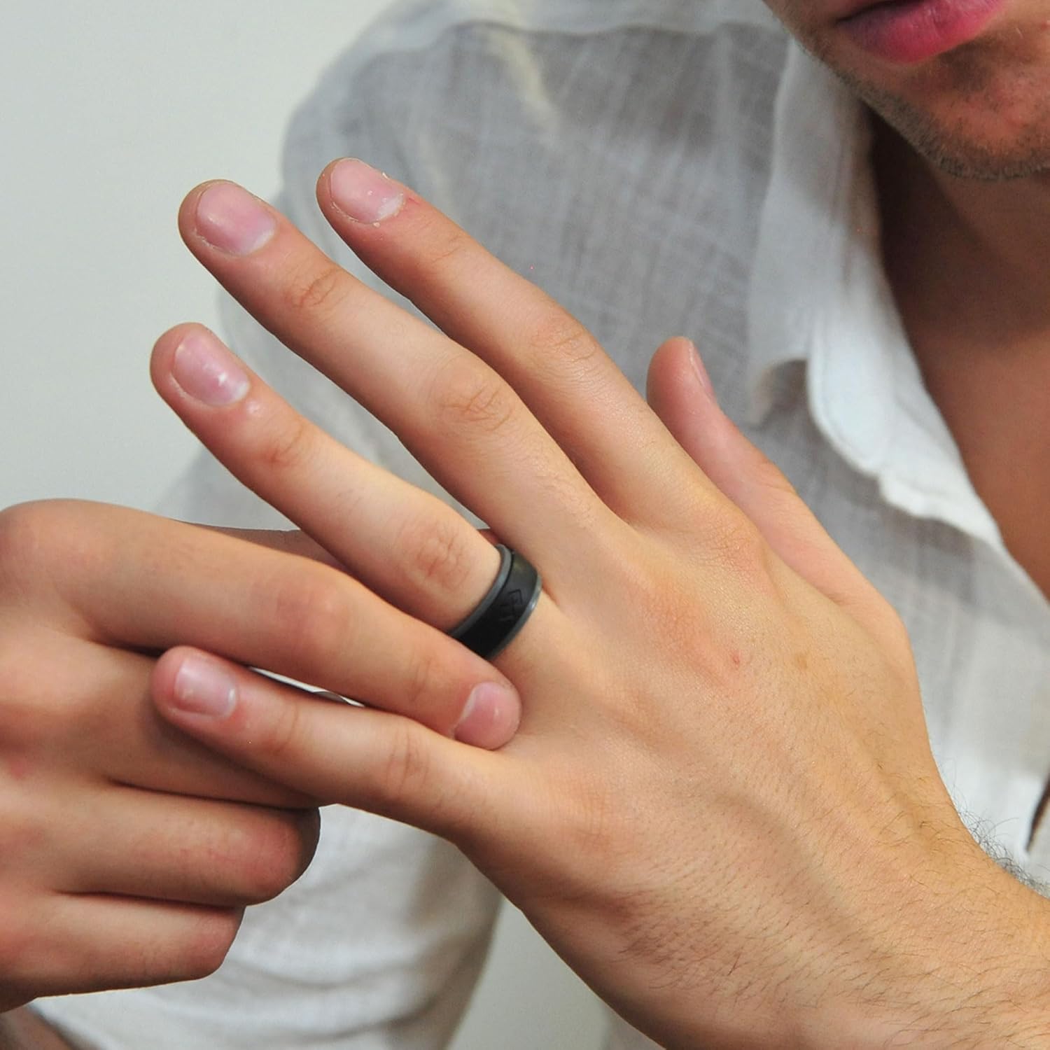 Rinfit Silicone Wedding Band 9mm Wide Men's Comfort Ring For