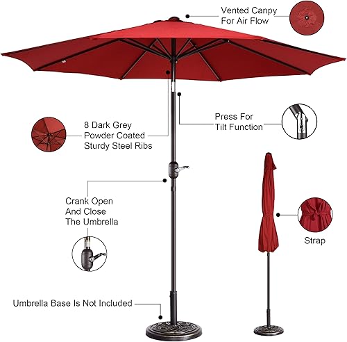 Miniatura 9 de Sombrilla de patio al aire libre de 9 pies, color beige