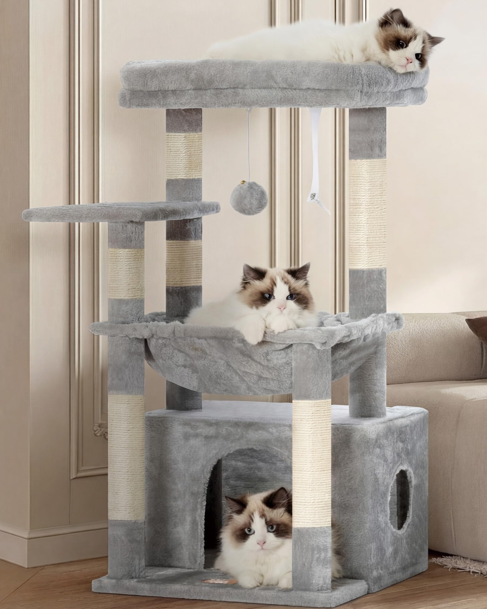 Heybly Krabpaal middelgroot, 163 cm hoge stabiele kattenboom met