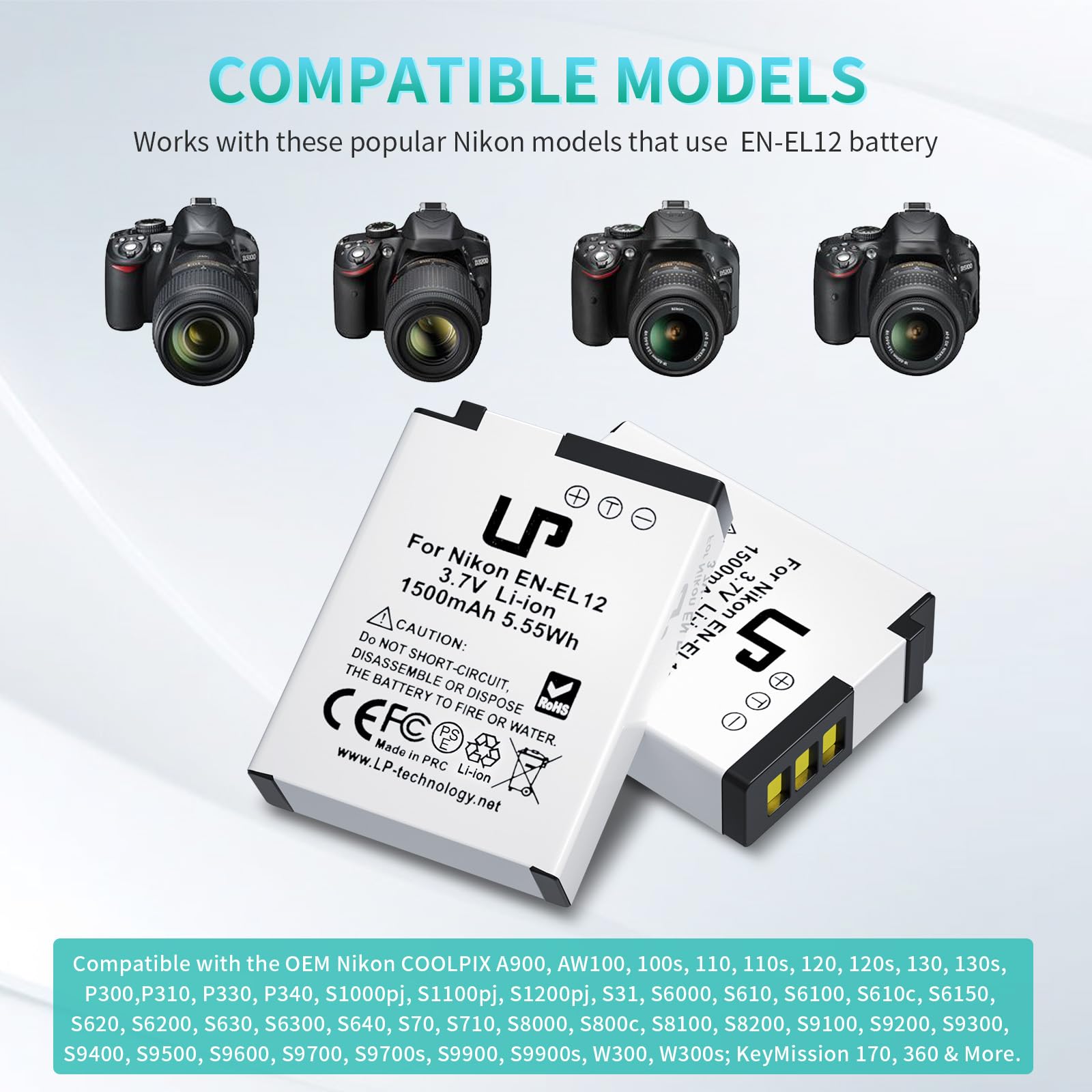 Amazon.com: LP EN-EL12 Battery, 2-Pack 1500mAh Battery Compatible