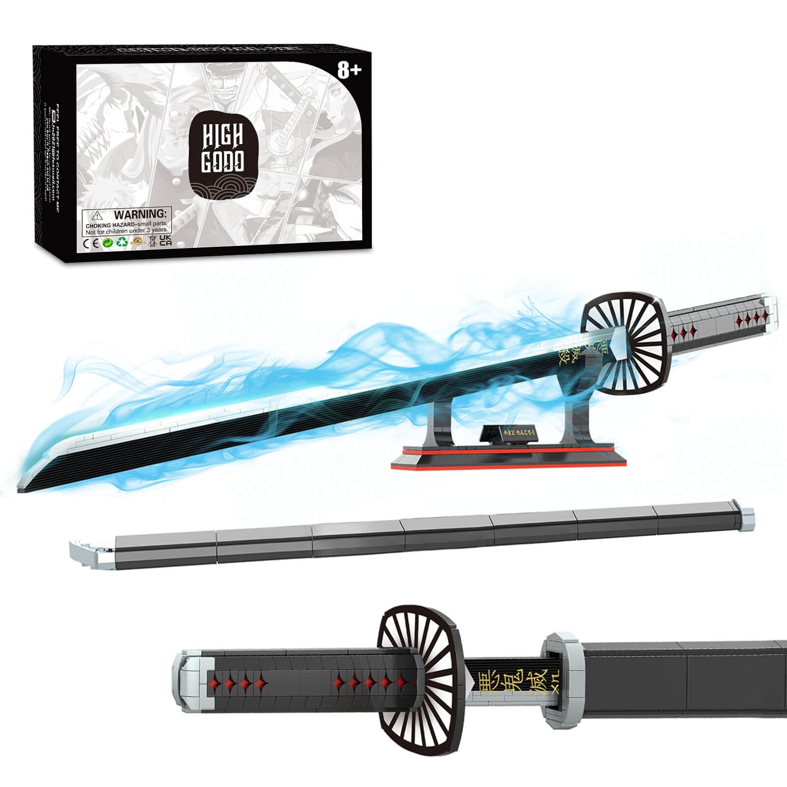 HIGH GODO Demon Anime Sword, 39.3in Tanjirou Sword Building Set with Scabbard and Stand, Cosplay Anime Katana Sword Building Blocks, Collectible for Teens and Adults 14+ (759 Pieces)