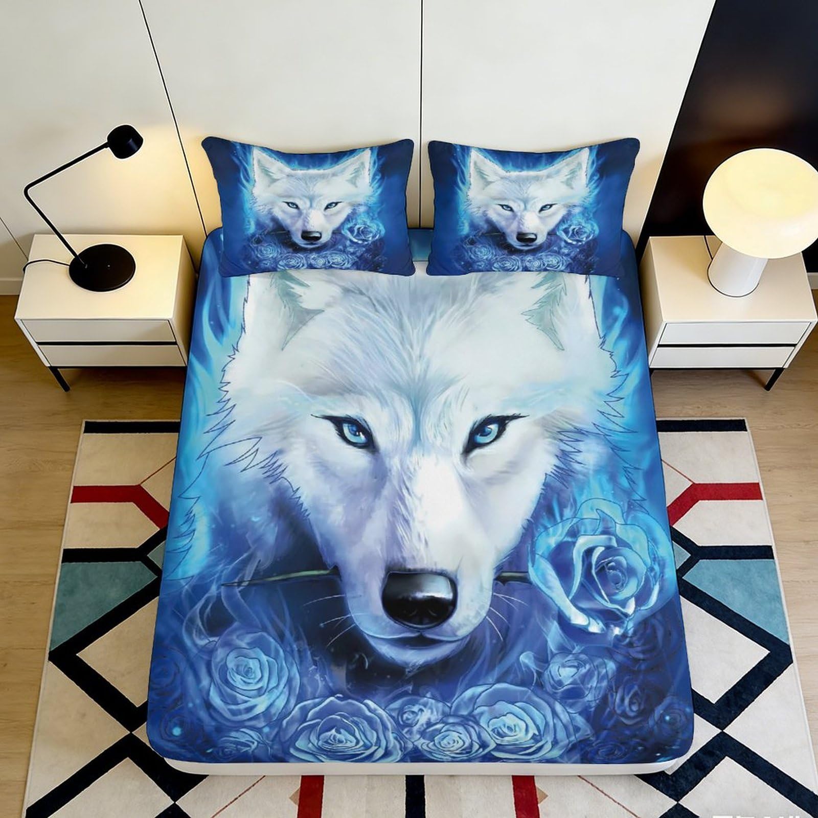 3D Printed Countryside Girl Fitted Sheet Microfiber Deep Pocket Non-Slip Bedroom Bedding Horse Dog Mattress Fitted Cover 140x200x25cm