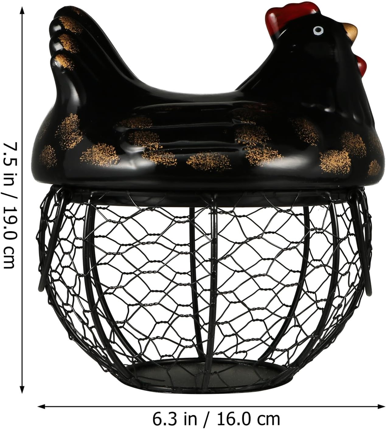 Iron Chicken Egg Holder Basket Compact Dark Snack Storage Organizer Kitchen Countertop Decorative Wire Rack for Home Pantry