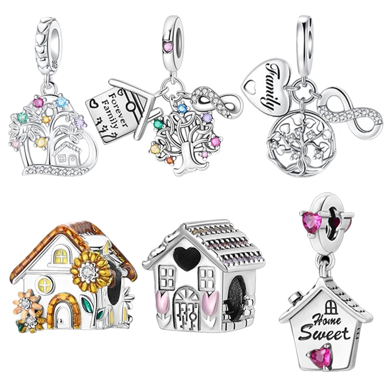 Llavero Bolso 925 Sterling Silver Yellow Flower House Beads Tree Of Life Crossing Charms For Bracelet Pendant Women Jewelry