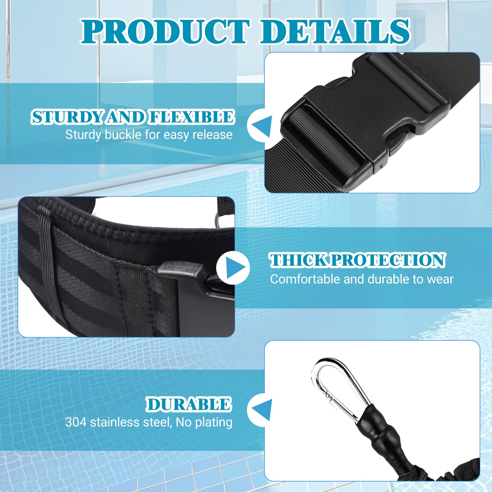 Verstellbarer Schwimmgürtel Mit Zugseil Zum Schwimmen (2,3-4,6 m) Inkl Inklusive PVC Handy Wasserschutztasche Die Ideale Schwimmhilfe Erwachsene Für Schwimmtraining In Jedem Pool