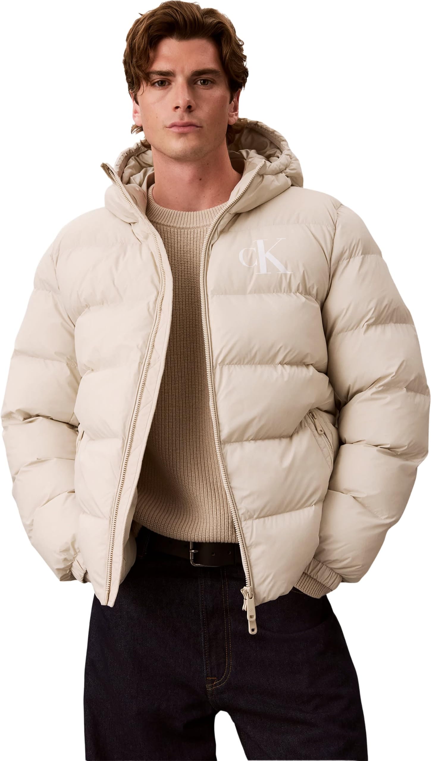 Calvin Klein Herren Pufferjacke Nylon Padded mit Kapuze