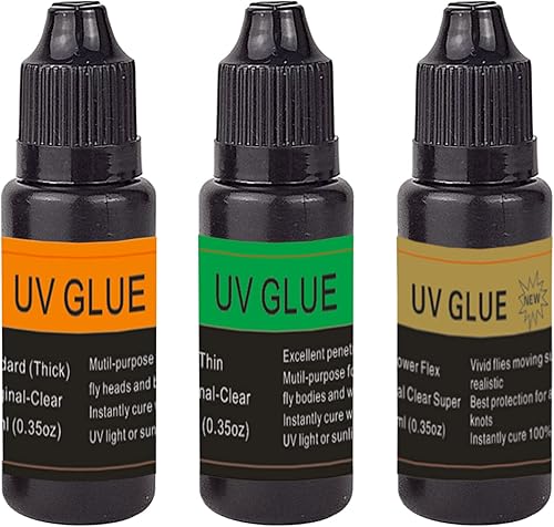 Miniatura 7 de EUPHENG Resina UV para atar moscas con tres fórmulas gruesas, fina y súper flexible, pegamento para atar moscas para construir moscas, cabezas,