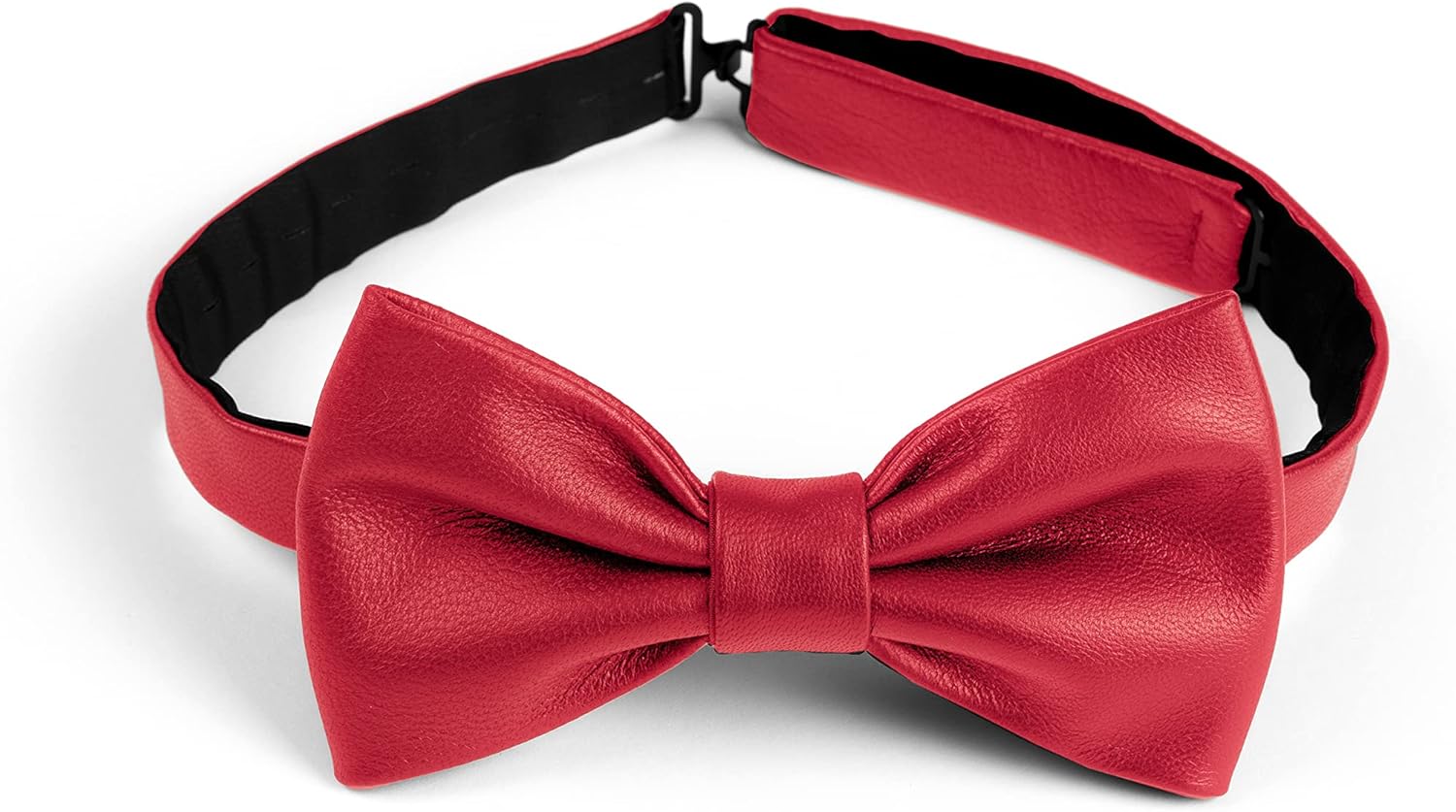Made in Italy Men's Real Leather Pre-Tied Bow Tie, Adjustable Band