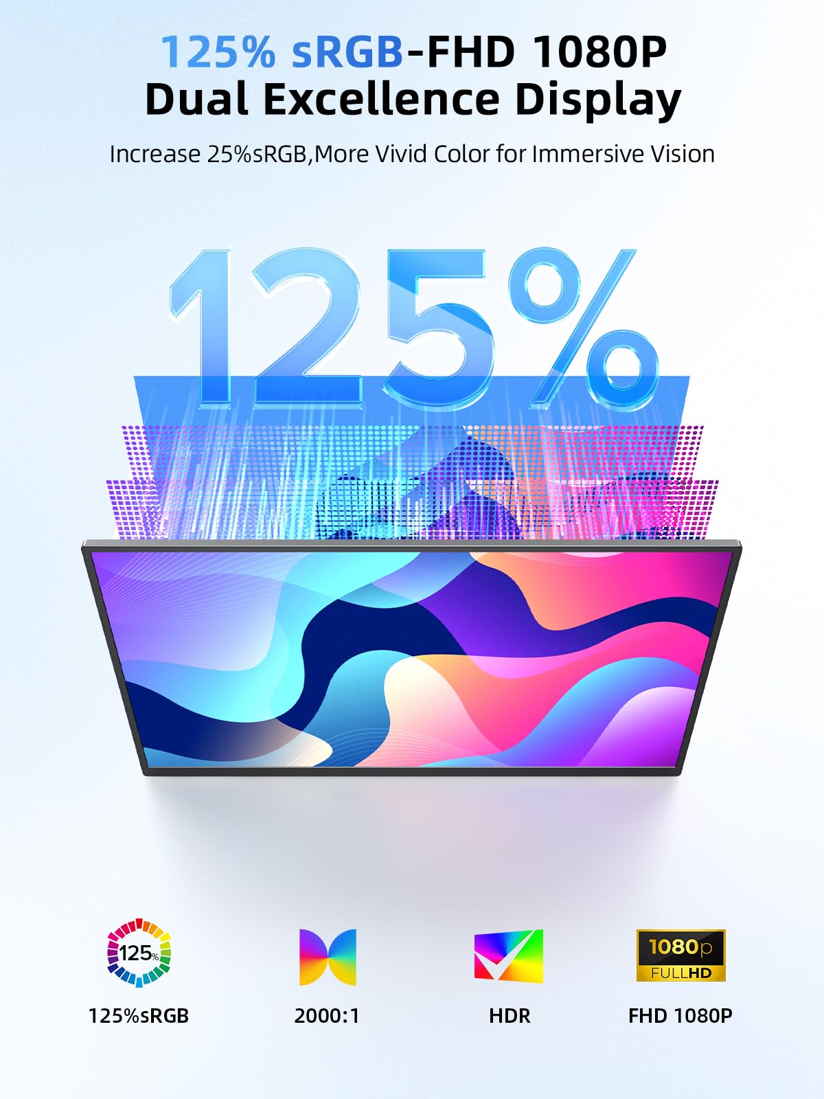 UPERFECT Portable Monitor 15,6 Zoll Touchscreen FHD 1080P 125% sRGB 2000:1 Ultradünn VESA-Kompatibel