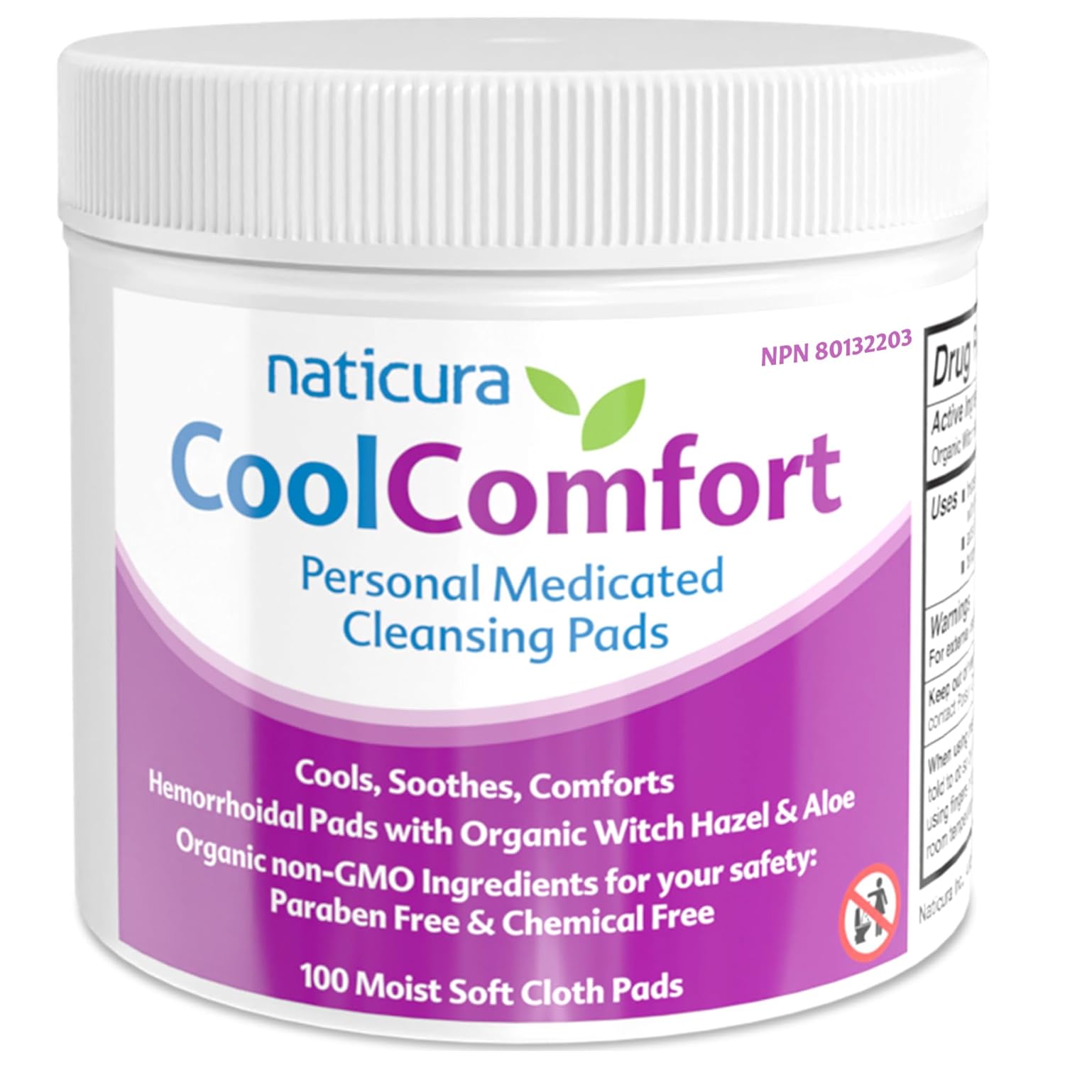 CoolComfort Personal Cleansing Pads with Organic Witch Hazel and Aloe Vera – All Natural and Fast Acting Wipes for Hemorrhoid Burning, Itching, Pain and Swelling – 100 Pads – No Parabens – Made in USA
