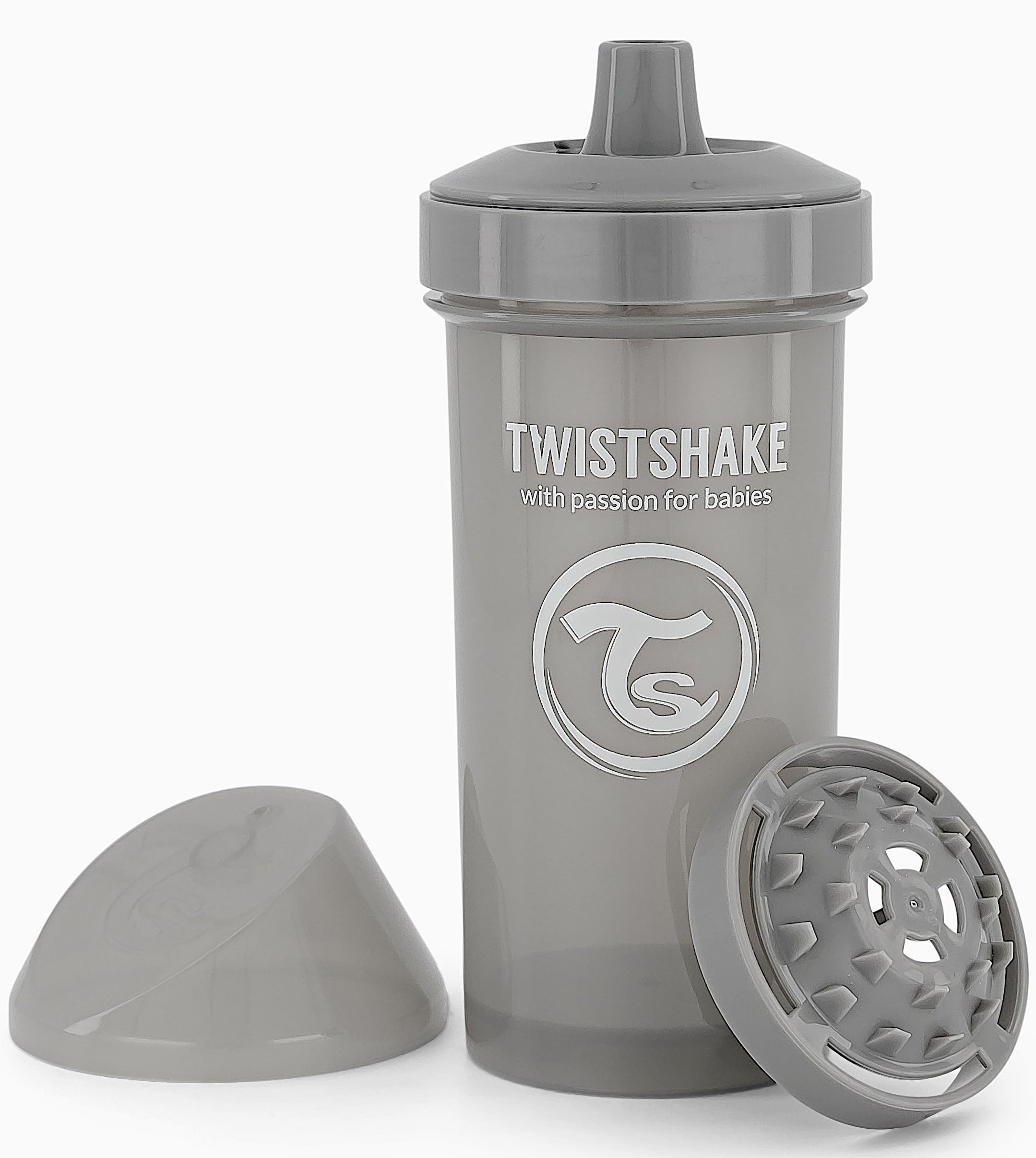 TwistshakeLeak-Proof Baby Drinking Bottle With Hard Spout and Fruit Mixer - 360ml | Spill-Proof & BPA-Free Sippy Cup | Grey