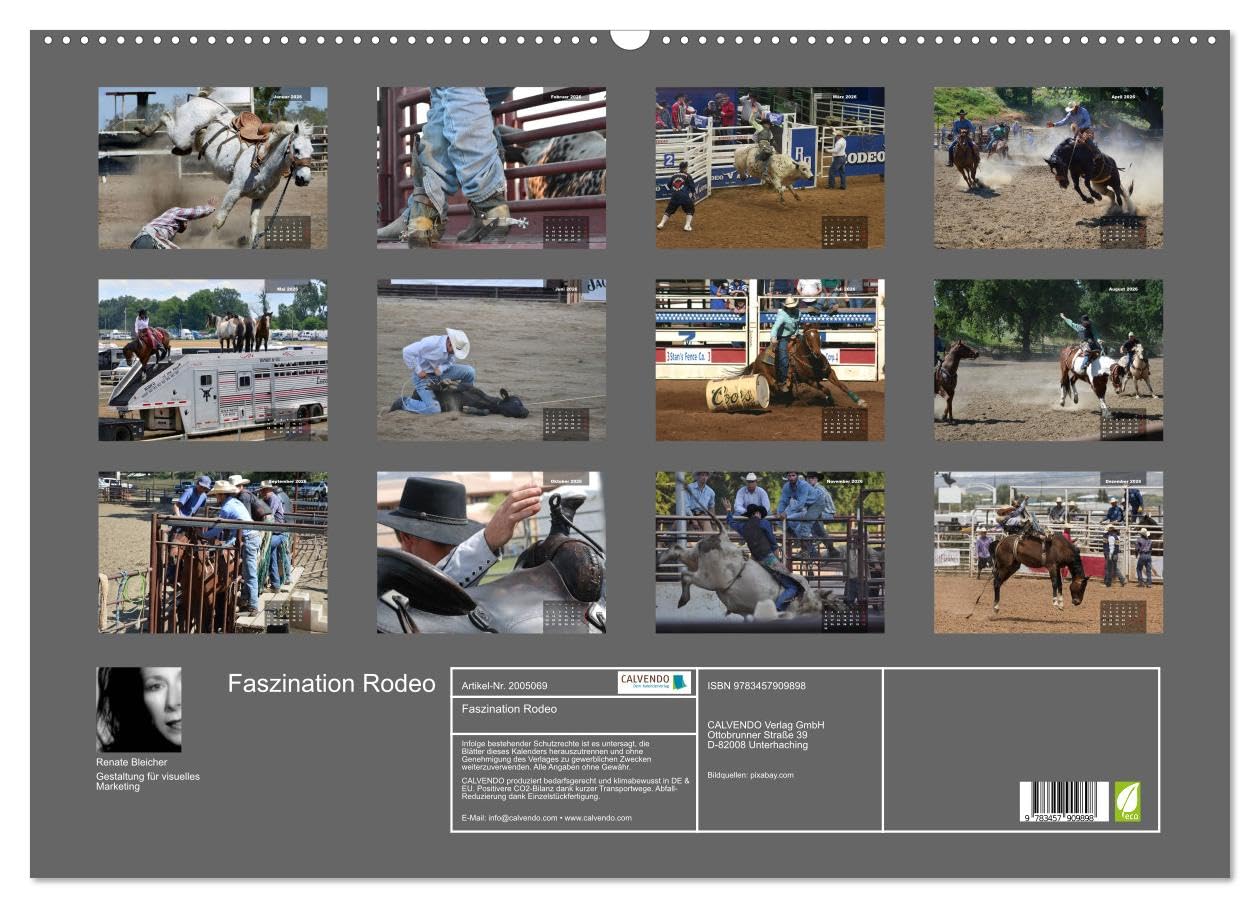 Faszination Rodeo (Wandkalender 2026 DIN A2 quer), CALVENDO Monatskalender: Aktionsreiche und stimmungsvolle Bilder aus der Welt des Rodeosports (CALVENDO Sport)