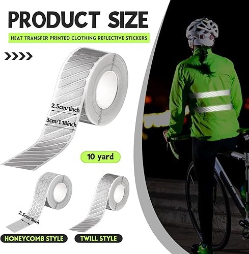 Miniatura 9 de 2 cintas de vinilo reflectantes de transferencia de calor de alta visibilidad de 1 pulgada x 10 yardas, cinta plateada para planchar sobre tela,