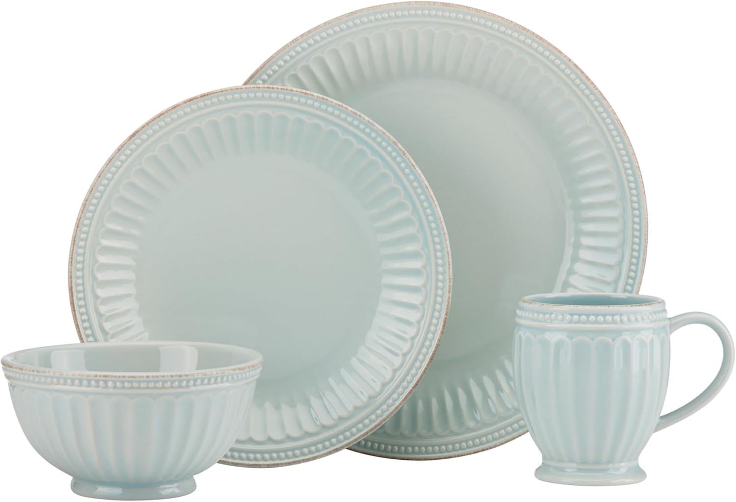Lenox French Perle Groove Dinnerware, Stoneware, 4-Piece Place Setting