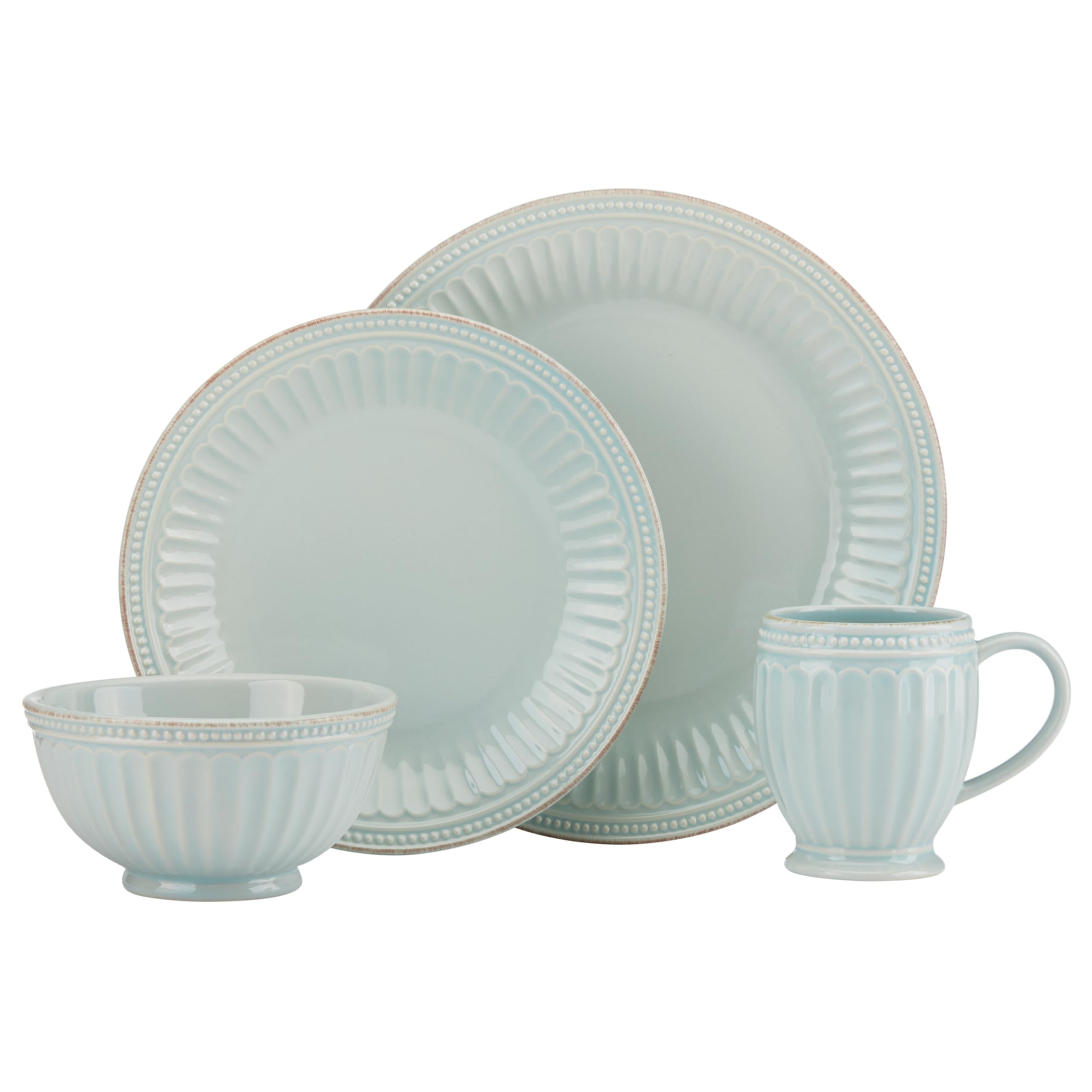 Lenox 856878 French Perle Groove Ice Blue 4Pc Place Set