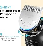 Dog Clippers for Grooming with 5-in-1 Blade, Dog Grooming Kit Cordless Rechargeable Cat Hair Trimmer Detachable Stainless Steel Blade Pet Shaver for Small Puppy Cat Paw Face Head Body