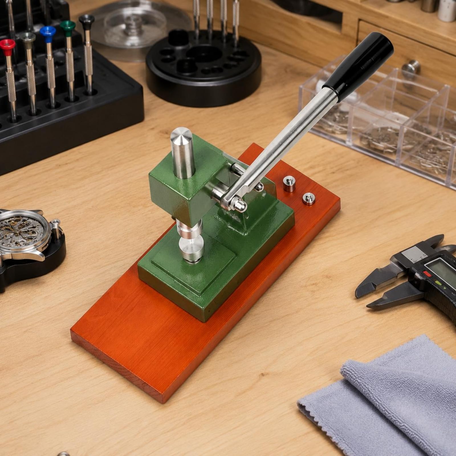 Amagogo para Relojes de Cierre para Cajas Herramienta de Servicio con Armazón de Metal Cabezales de Rosca y Palanca Extendida Adecuada para Cierre de Fondos en Reparación de Relojes y Bricolaje