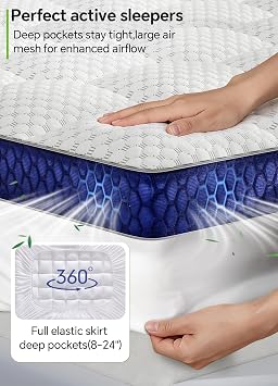 BEDELITE 3 Inch King Mattress Topper, Pillow Top Mattress Pad Bed Cover
