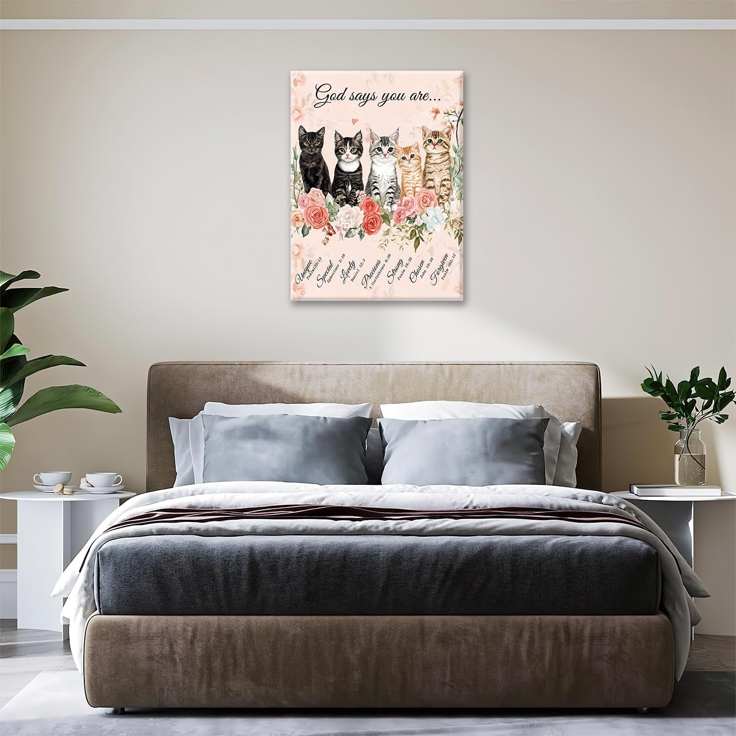 Inspirational Canvas Wall Art Christian Cats Pictures Art Bible Verses Painting God Says You Are Prints Religious Modern Artwork for Bathroom Living Room Bedroom Office Framed Wall Decor 12"x16"
