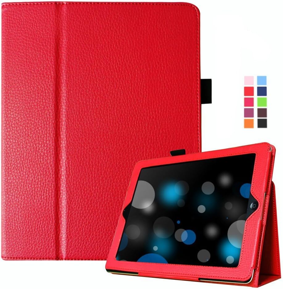 iPad 2/3/4 Case, UrSpeedtekLive Folio Case Cover for iPad 4,iPad 3/2 - Red