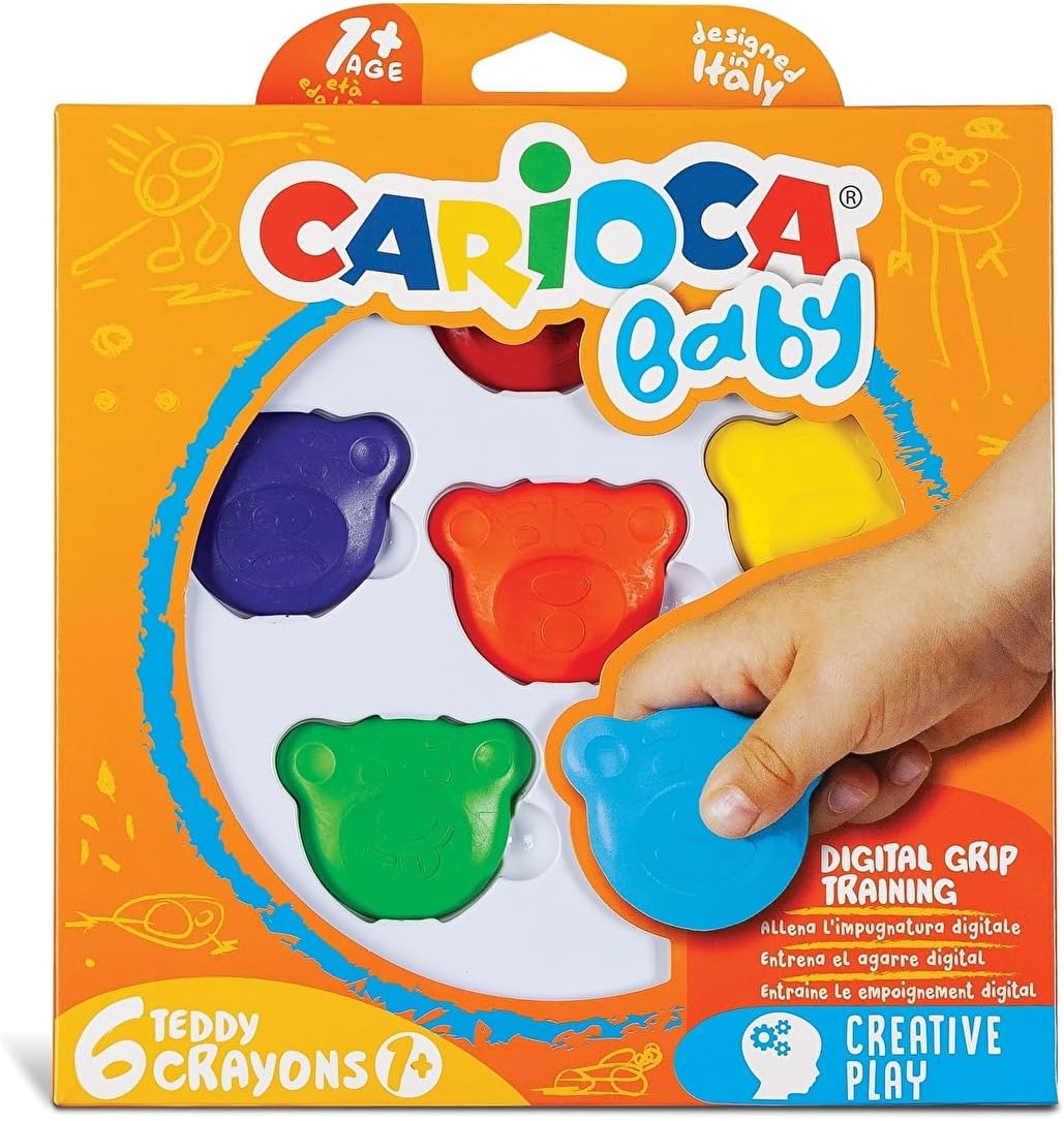 – CARIOCA Baby Teddy Crayons for 1+ Year - Pack of 6