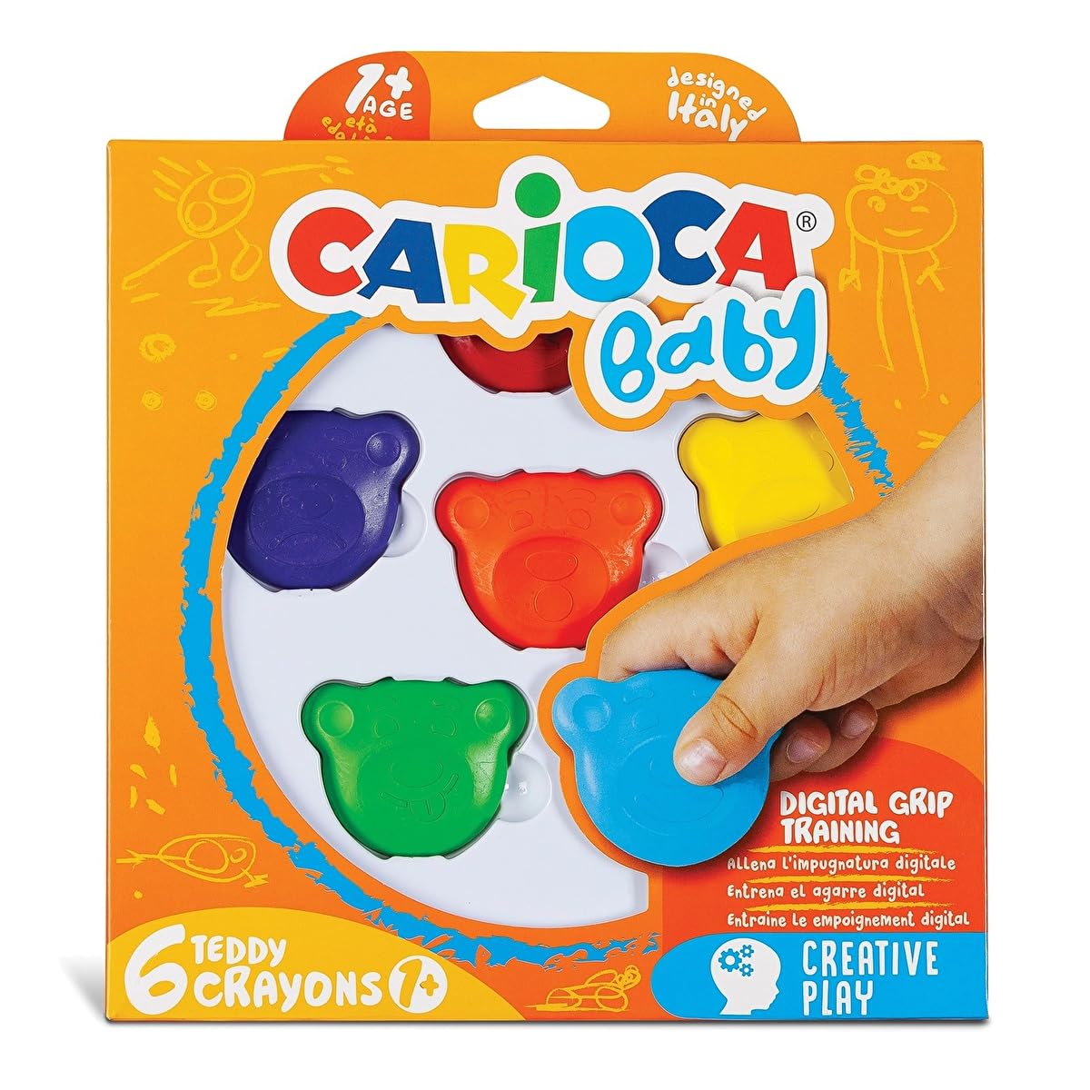 Baby Teddy Crayons for 1+ Year - Pack of 6