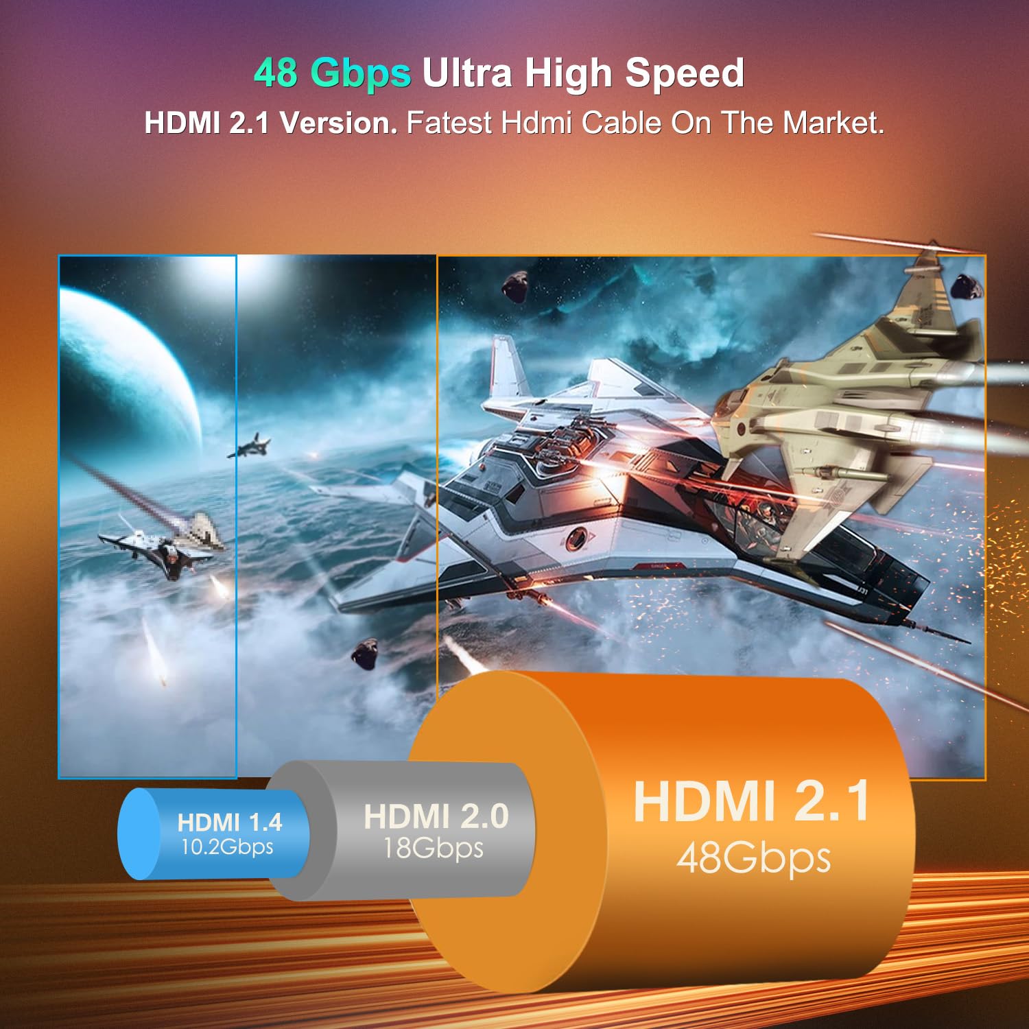 LEADSTAR Cavo HDMI in fibra ottica 8K 4K 30,5 m, 8K 60Hz / 4K 120Hz, 48Gbps ad alta velocità lungo HDMI 2.1 cavo intrecciato | Ultra HD, HDR10, 2160p, eARC, 3D, HDCP 2.2 | per Xbox, PS5, TV, laptop