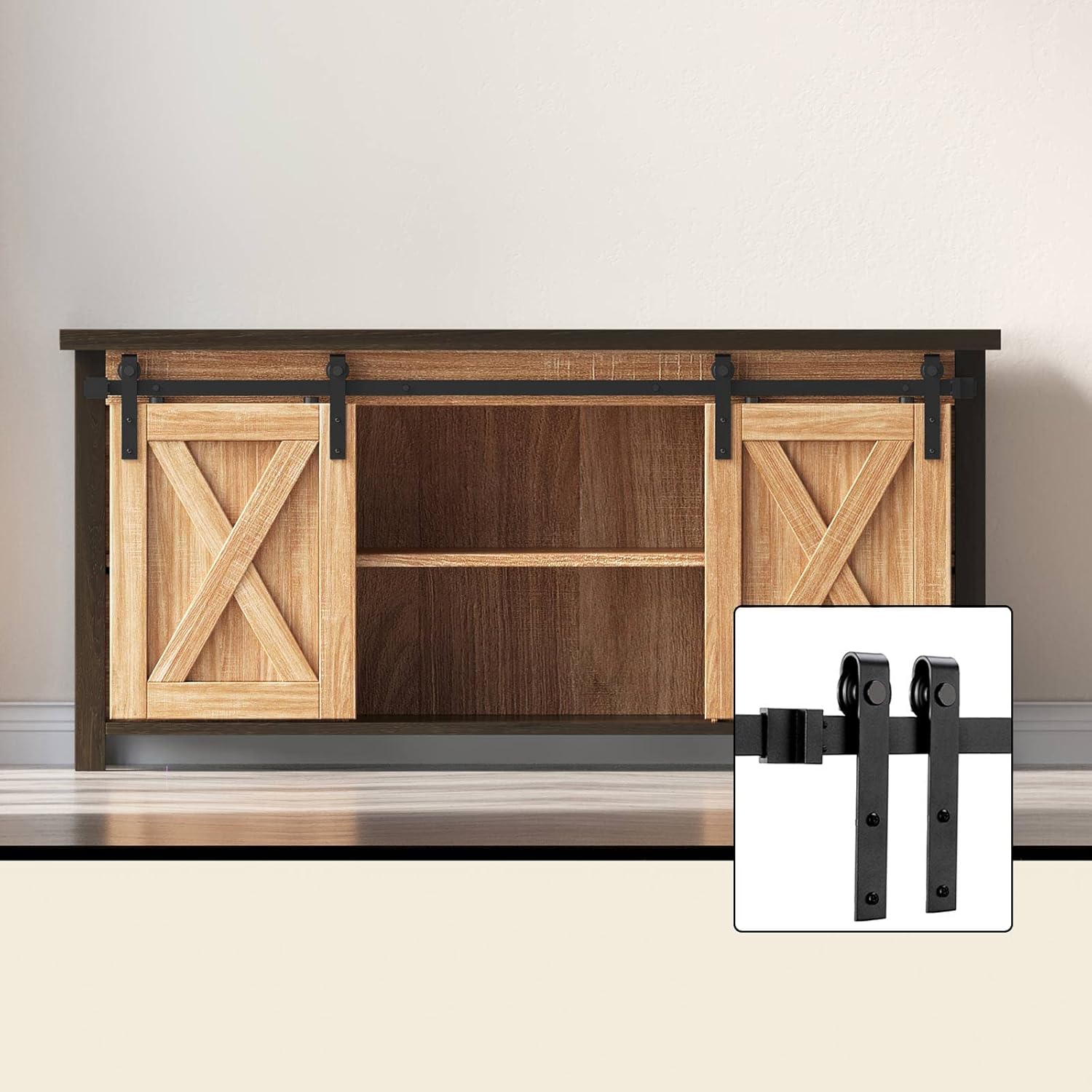 FREDBECK 5FT Mini Small Sliding Barn Door Hardware