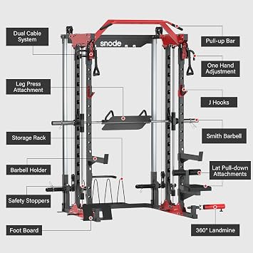 ALL10 Smith Machine for Home Gym, Power Rack with Cable Crossover, Squat Rack with Leg Press and Advanced LAT Pull-Down , 2000LB Weight Capacity (Smith Machine with 230lbplates)