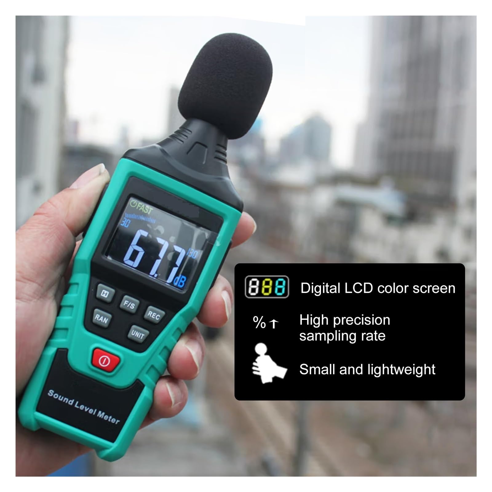 Medidor De Nivel Sonido Digital Mano Probador Decibelios Pantalla Barra Analógica Luz Fondo MedicióN Precisa