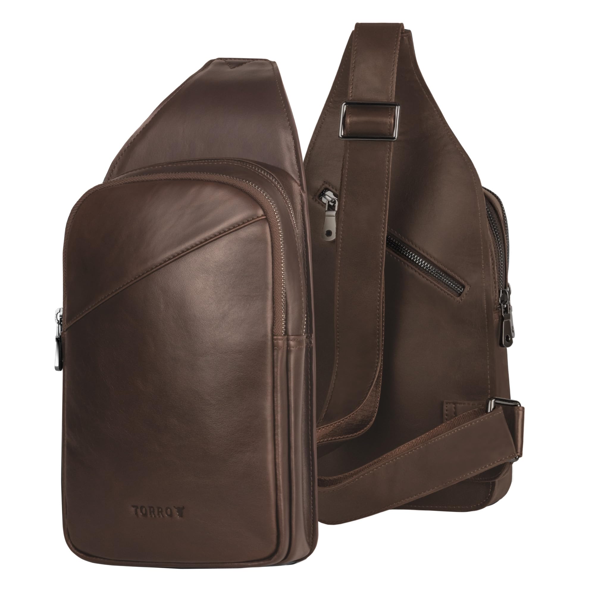 Leather Crossbody Sling Bag (Travel & Everyday Carry) - Dark Brown