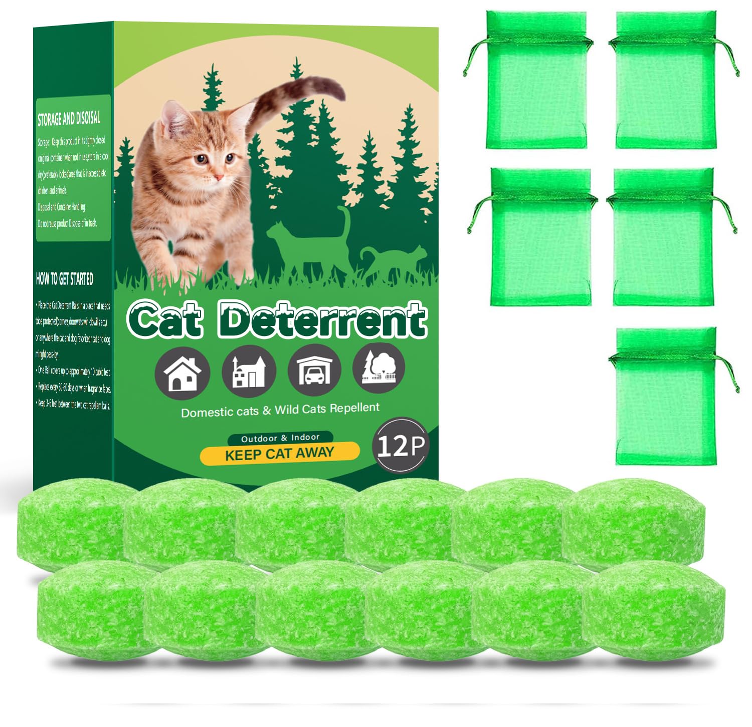 Cat Deterrent Outdoor, Natural Peppermint Oil Cat&Dog Deterrent Outdoor and Indoor, Keep Cats Out of Yard Permanently, Protect Your Yard and Furniture