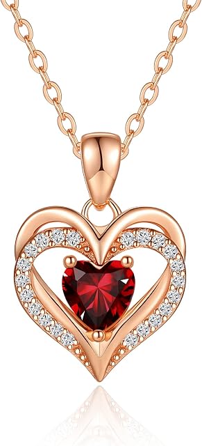 CDE Necklace for Women 925 Sterling Silver Mini Birthstone Heart Pendant Necklace 18K Gold/Silver/Rose Gold Jewellery Gifts for Her Wife Girlfriend Mum Valentine Christmas Mothers Day Anniversary