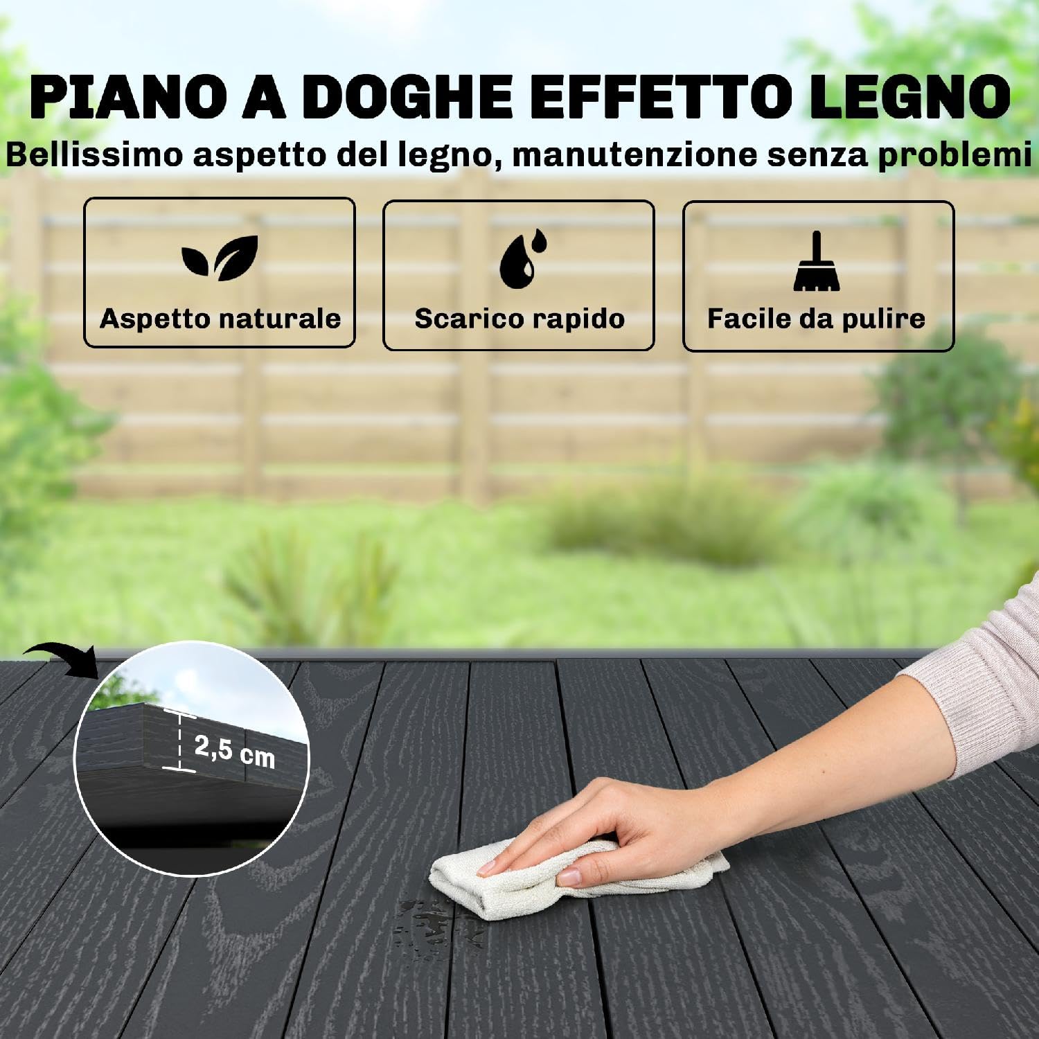 Tavolo da Esterno Giardino, Allungabile, Quadrato, in Alluminio, 80-160x80x75 cm, Nero