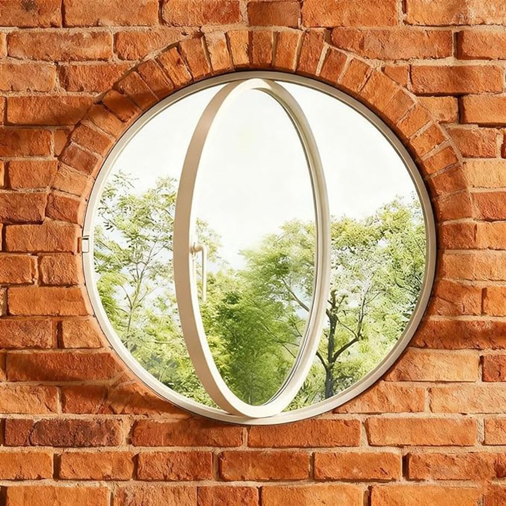 Ventana de ventilación giratoria de 360°, Ventana Redonda Estilo cobertizo – Ojo de Buey Redondo de aleación de Aluminio con Vidrio de Seguridad Acanalado, manija de ventilación Decorativa p